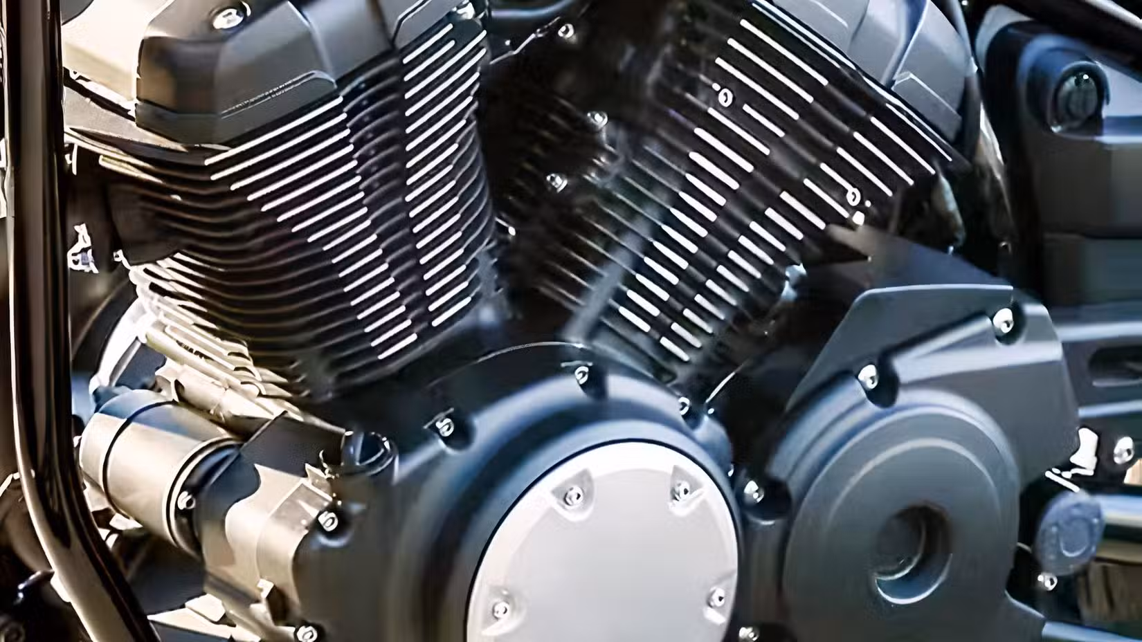 Close-up detail shot of a Yamaha Bolt R-Spec V-twin engine