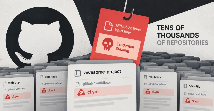 Credential-Stealing GitHub Actions Workflows Planted in Tens of Hundreds Of Repositories